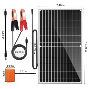 WeSCFAL Solar Car Battery Charger & Maintainer, 12 Volt 10 Watt Solar Panel Power Charger, Portable Power Backup Kit with Alligator Clip for Automotive RV Marine Boat Truck Motorcycle Trailer
