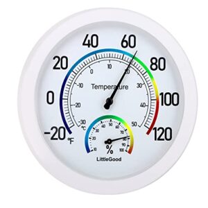 6" thermometer indoor with humidity gauge - wall thermometer/hygrometer for home decorative, updated analog thermometer dial temperature humidity monitor for room temp