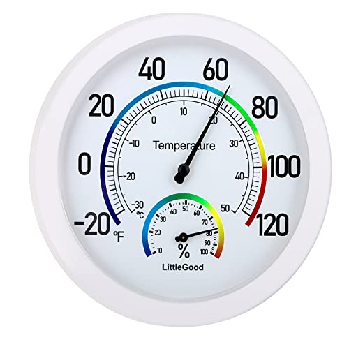 6" Thermometer Indoor with Humidity Gauge - Wall Thermometer/Hygrometer for Home Decorative, Updated Analog Thermometer Dial Temperature Humidity Monitor for Room Temp