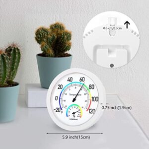 6" Thermometer Indoor with Humidity Gauge - Wall Thermometer/Hygrometer for Home Decorative, Updated Analog Thermometer Dial Temperature Humidity Monitor for Room Temp