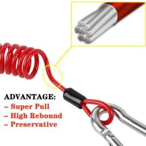 Trailer Cable, Trailer Brake Cable, RV Stainless Steel Spring Towing Coiled Wire, Heavy Duty Steel Wire Extend to 4ft Coiled Safety Cables Strap for RV Towing Trailer