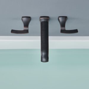 Qinkell Wall Mount Bathtub Faucet Roman Tub Filler High Flow Long Spout Reach Oil-Rubbed Bronze Tub Faucets with 2 Handles