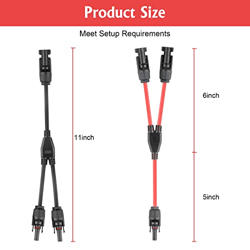 PAEKQ Solar Panel Y Branch Connector, 1 to 2 Solar Parallel Connector, Solar Connectors 30A Rated Current, Parallel Connectors Wire Plug Kit for Solar Panel (2 Pairs M/FF, F/MM)