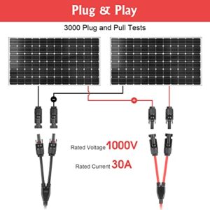 PAEKQ Solar Panel Y Branch Connector, 1 to 2 Solar Parallel Connector, Solar Connectors 30A Rated Current, Parallel Connectors Wire Plug Kit for Solar Panel (2 Pairs M/FF, F/MM)