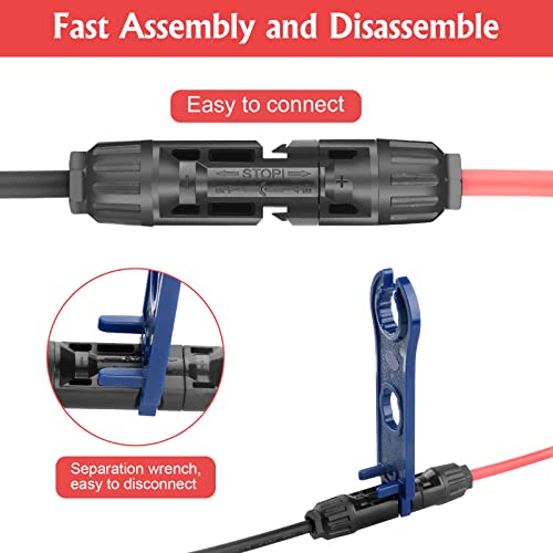 PAEKQ Solar Panel Y Branch Connector, 1 to 2 Solar Parallel Connector, Solar Connectors 30A Rated Current, Parallel Connectors Wire Plug Kit for Solar Panel (2 Pairs M/FF, F/MM)