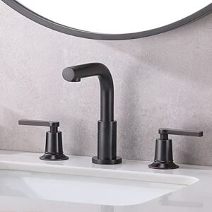 oil rubbed bronze 3 hole bathroom faucet, widespread bathroom sink faucet stainless steel vanity sink faucet, best modern 2 handle 8 inch commercial bath lavatory sink faucet with water supply lines