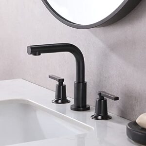 Oil Rubbed Bronze 3 Hole Bathroom Faucet, Widespread Bathroom Sink Faucet Stainless Steel Vanity Sink Faucet, Best Modern 2 Handle 8 Inch Commercial Bath Lavatory Sink Faucet with Water Supply Lines