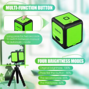 Laser Level with Stand, 50 ft Cross Line Laser, 4 Brightness Adjustment, IP54 Waterproof Self leveling and Manual Mode, Laser Level Tool with 360 Degree Pivoting Base(Battery)