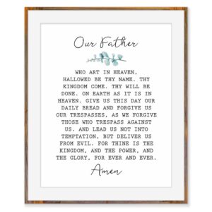 our father who art in heaven hallowed be thy name the lord's prayer sign our father sign bible verse scripture bible quote without frame - 8x10"