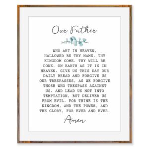 Our Father Who Art In Heaven Hallowed Be Thy Name The Lord's Prayer Sign Our Father Sign Bible Verse Scripture Bible Quote Without Frame - 8x10"