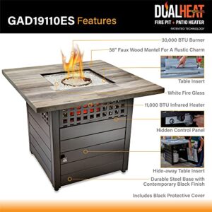 Hayden Gray 38" Square Dual Heat Gas Fire Pit