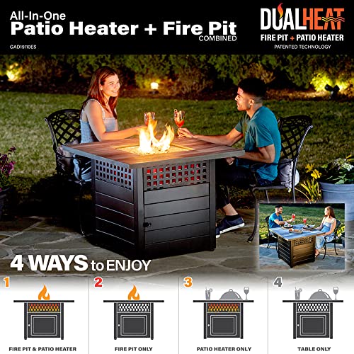 Hayden Gray 38" Square Dual Heat Gas Fire Pit