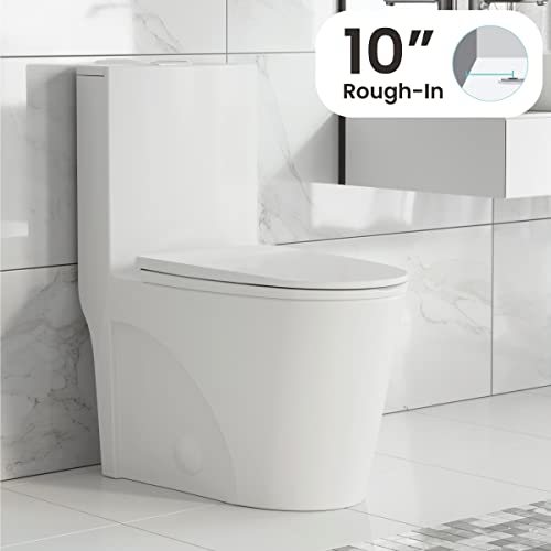 Swiss Madison Well Made Forever SM-1T274, St. Tropez One Piece Elongated Toilet Dual Vortex Flush 1.1/1.6 gpf with 10" Rough In