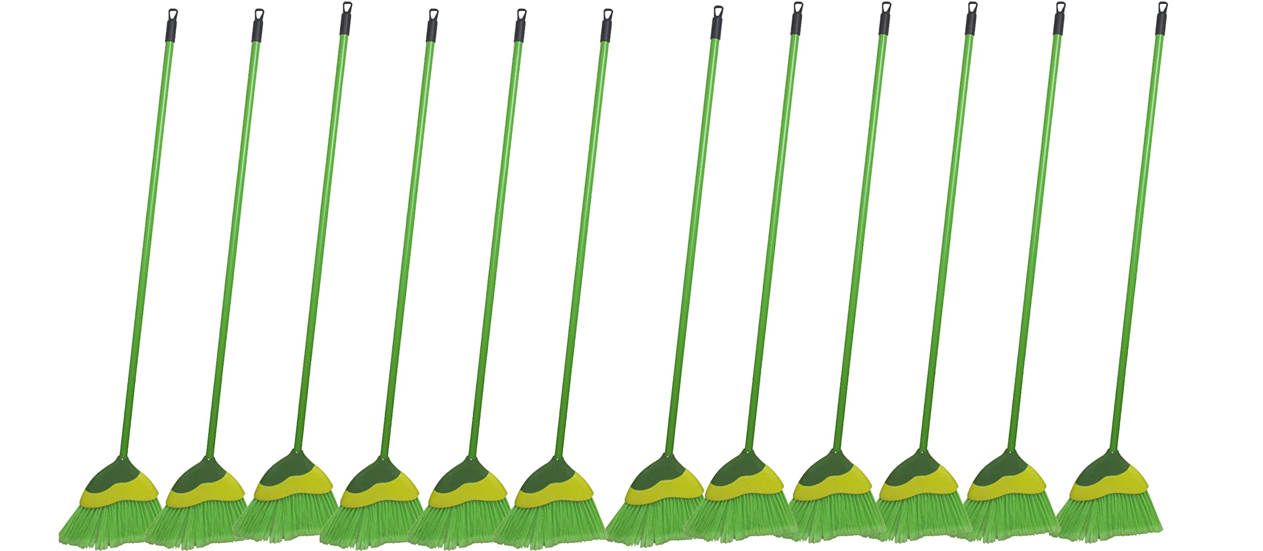 IMUSA USA (12 Pack) Green Angle Broom with Green Accents & Metal Handle