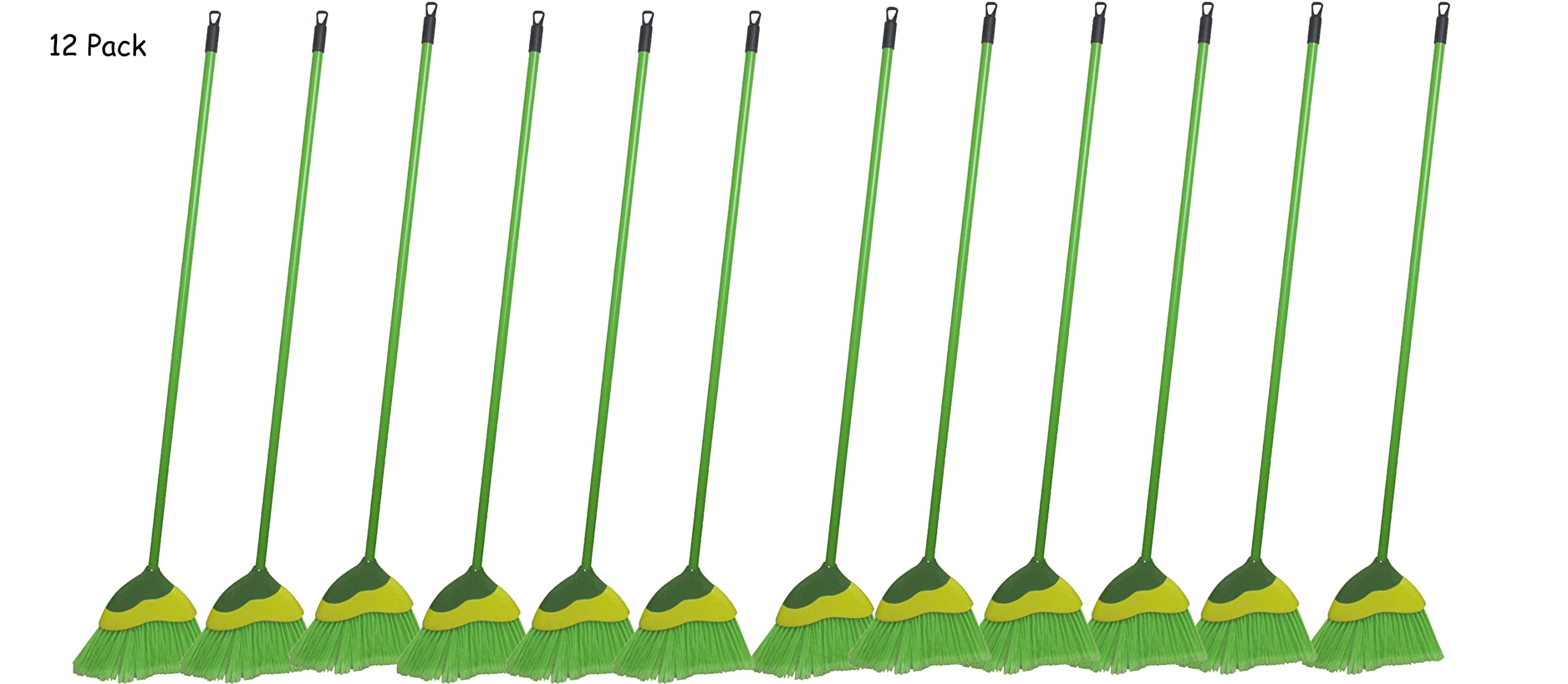 IMUSA USA (12 Pack) Green Angle Broom with Green Accents & Metal Handle