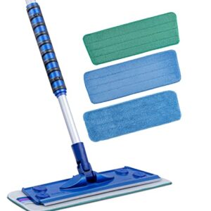 Silva Microfiber Mop Set with Re-usable Microfiber Pads(Wet/Dry/Wall) | 360-Rotating Mop Head | Sturdy, Extra Long, and Adjustable Mop Pole | Ergonomic Soft-Sponge Handle