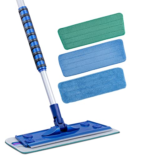 Silva Microfiber Mop Set with Re-usable Microfiber Pads(Wet/Dry/Wall) | 360-Rotating Mop Head | Sturdy, Extra Long, and Adjustable Mop Pole | Ergonomic Soft-Sponge Handle