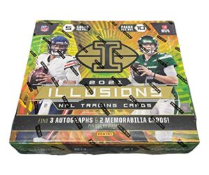 2021 panini illusions football hobby box (10 packs/5 cards: 3 autos, 2 mems)