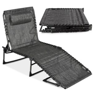 best choice products patio chaise lounge chair, outdoor portable folding in-pool recliner for lawn, backyard, beach w/ 8 adjustable positions, carrying handles, 300lb weight capacity - gray