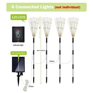 Solar Firework Lights Garden Lights Outdoor, 4 Pack Decorative Solar Lamps Waterproof with Remote, 8 Lighting Modes 120 LED Twinkling Landscape Outdoor Decor for Home Pathway Backyard Lawn-Colorful