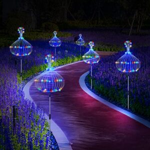 Solar Firework Lights Garden Lights Outdoor, 4 Pack Decorative Solar Lamps Waterproof with Remote, 8 Lighting Modes 120 LED Twinkling Landscape Outdoor Decor for Home Pathway Backyard Lawn-Colorful