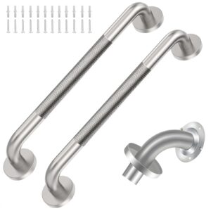 2 pack shower grab bar with knurled anti-slip grip 18 inch ada compliant 500lbs supporting with concealed screws 304 stainless steel brushed nickel handicap bars for bathroom