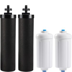 bb9-2 black and pf-2 fluoride water filter replacement, compatible with berkey gravity filtration system purification elements doulton super sterasyl and traveler, nomad, king, big series