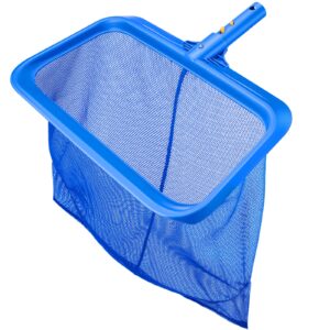 sorsweet pool rake, heavy duty 17" leaf skimmer net, including ez-clip, deep bag catcher, pool net for cleaning pool, fits standard 1-1/4" pole, pole not included