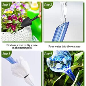 Lorvain Automatic Plant Watering Globes, 4pcs Self Watering Spikes Planter Insert, Automatic Plant Waterer System Devices, Watering Drip Irrigation Equipment Water Bulbs for Indoor Outdoor Plants