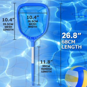 Mowend Swimming Pool Skimmer Net 26.8 inches, Leaf Rake Net with Fine Aluminum Pole for Fast Cleaning Ponds, Hot Tub, and Spas, Pool Cleaner Supplies and Accessories