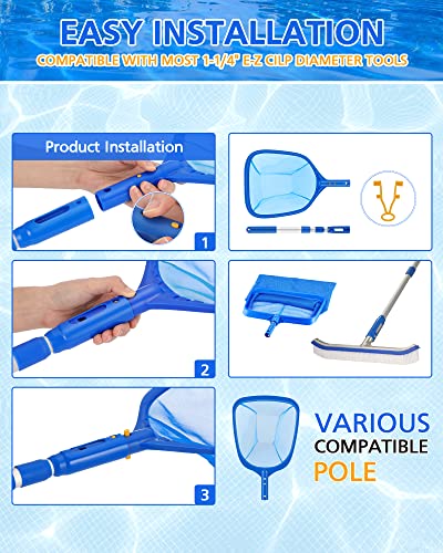 Mowend Pool Net, Pool Skimmer Net with 17.28-34.8" Telescopic Pole, 3 Section Pole, Pool Net for Cleaning, Including EZ-Clip, Pool Skimmer for Hot Tub, Spas, Pond and Inflatable Hot Tub