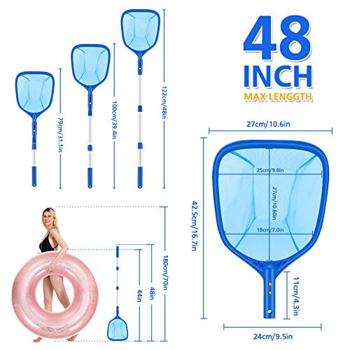 Mowend Pool Net, Pool Skimmer Net with 17.28-34.8" Telescopic Pole, 3 Section Pole, Pool Net for Cleaning, Including EZ-Clip, Pool Skimmer for Hot Tub, Spas, Pond and Inflatable Hot Tub