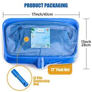 Mowend Swimming Pool Skimmer Net Only, Leaf Pool Net with15.4 Inch Deep Bag Catcher for Heavy Cleaning Ponds, Fits Standard 1-1/4" Pool Pole (Pole Not Included)