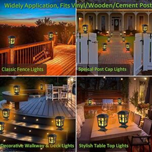 Ollivage Solar Post Lights Outdoor, Waterproof Solar Powered Post Caps Lights Solar Flame Lamp Post Light Fits 4x4 5x5 6x6 Wooden Posts in Patio, Deck or Garden Decoration