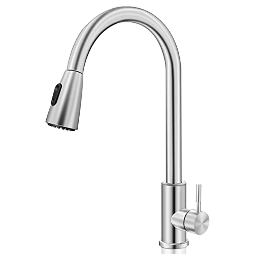 Kitchen Faucets with Pull Down Sprayer and Magnetic Docking Spray Head, Adjustable Faucet Made of 304 Stainless Steel, for Home Outdoor Farmhouse Laundry Commercial Sink’