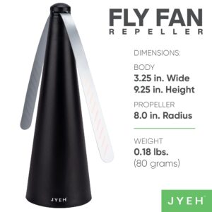 JYEH Fly Fan Repeller for Tables | Indoor & Outdoor | Keeps Flies Away from Food | Fly Repellent | for Outdoor Meals & Seating | Portable Electricity Enabled Fan | Black | 2 Pack |