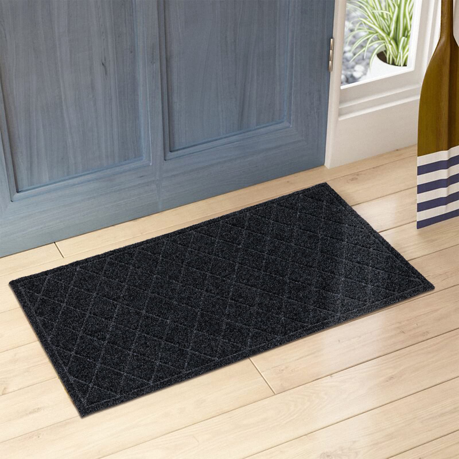 2 Pack Front Door Mat Outdoor, Absorbent Door Mat Indoor 30x17 inches Non-Slip Entrance Shoes Off Doormat for High Traffic Areas, Waterproof & Heavy Duty & Low-Profile