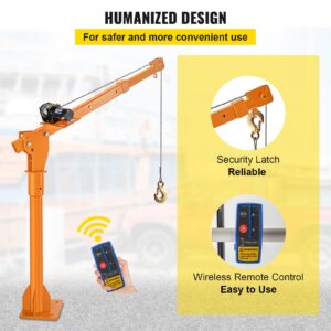 VEVOR Davit Crane, 2200 lbs Truck Crane, Wireless Remote Control Dock Crane, 12V 360° Swivel Electric Crane for Truck, Crane Hitch for Lifting Goods in Construction, Forestry, Factory, and Transport