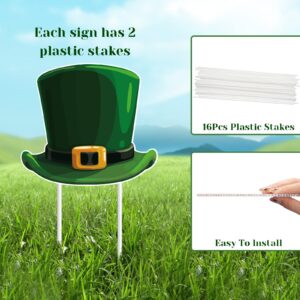 14 Pieces St. Patrick's Day Yard Sign Outdoor Garden Decorations Horseshoe Shamrock Leprechaun Yard Sign Irish Saint Patty's Day Lawn Outdoor Decor with Stakes