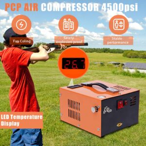 PCP Compressor,Air Gun High Pressure Pump Transformer 4500psi 12V High Pressure Air Compressor Built-in Transformer Portable High Pressure Pump Fan Cooling (Orange)