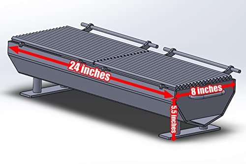 MOTOES Hibachi Grill Metal Portable Fire Pit, Outdoor Fire Pit, Backyard Fire Pit Bowl, Stainless Steel Charcoal Grill Kebab BBQ Portable Grill, 24''x 8'' inch Height : 5.5'' inch