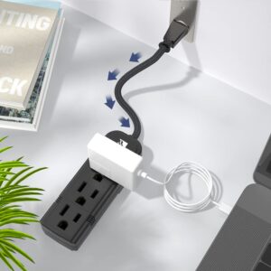 2Pack Small Power Strip Black Outlet - 1FT Heavy Duty Power Extension Cord, Mini Size Portable 3 Outlet Power Strip for Office,Computer,Home Accessories,Travel,ETL Listed (13a/125v/60hz/1625w)