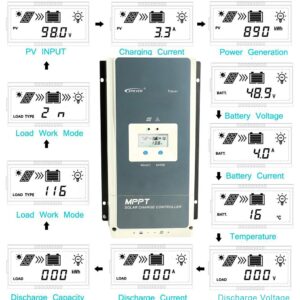 EPEVER 60amp MPPT Charge Controller 48V/36V/24V/12V,Negative Ground with Backlight LCD Display Solar Regulator,Max 150V 4500W Input for Litium/AGM/Gel/Flooded/User