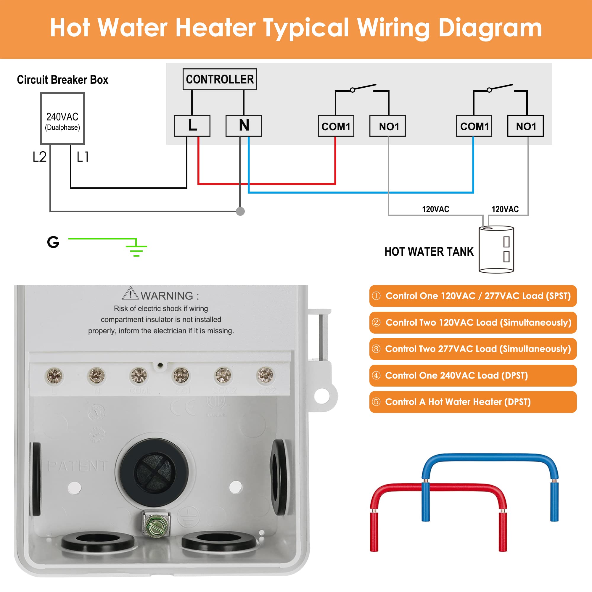 Suraielec Pool Timer, 7-Day Digital Pool Pump Timer Switch, 120, 240, 277 VAC, Heavy Duty 40 AMP, 2HP, 24 Hour Programmable, Outdoor Indoor Swimming Pool Timer Box for Pump, Hot Water Heater, Lights