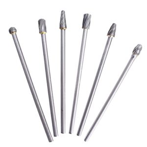 WFLNHB Carbide Alloy Rotary Burr Set - 6Pcs 6mm 1/4 Inch Shank 150mm Long Fit Rotary Tool for Woodworking, Drilling, Metal Craving, Engraving, Polishing