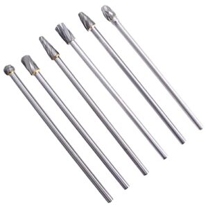 WFLNHB Carbide Alloy Rotary Burr Set - 6Pcs 6mm 1/4 Inch Shank 150mm Long Fit Rotary Tool for Woodworking, Drilling, Metal Craving, Engraving, Polishing