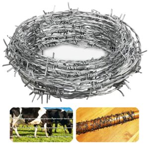 yowlieu 4 point barbed wire, 18 gauge real barb wire roll 20 feet barbwire for fence, baseball bat, bird feeder, garden & crafts