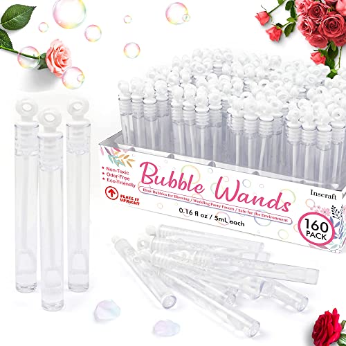 160 Pack Bubble Wands Bulk, Party Favors for Weddings, Valentine's Day, Anniversaries, Celebrations, Graduation, Birthday, Summer Toys Gift for Kids Toddler Adults by Inscraft