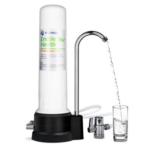 countertop water filter,fachioo 4-stage counter top water filtration system with washable filter element,nsf/ansi 42 & 53 certified,8000 gallons,reduces heavy metals, bad taste and up 99% of chlorine