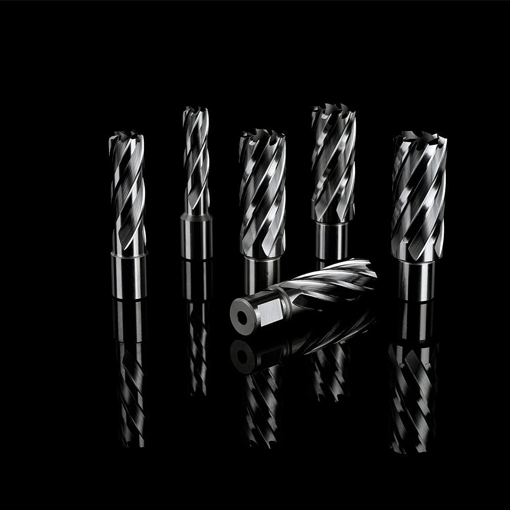 OSCARBIDE Annular Cutter Set 8 Pieces, 3/4"Weldon Shank,2"Cutting Depth,(9/16,11/16,13/16,15/16,1,1-1/16) inch Cutting Diameter,Mag Drill Bits for Magnetic Drill Press with 2pcs Pilot Pins